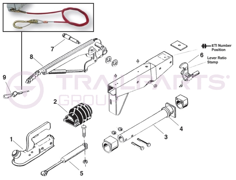 AL-KO Kober 60S/2 Square Tube Coupling Spares (for ETI 811072)